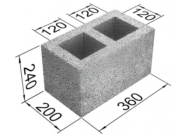 Blokelis ventiliacinis Fibo, 2 kanalų, 360x240x200 mm