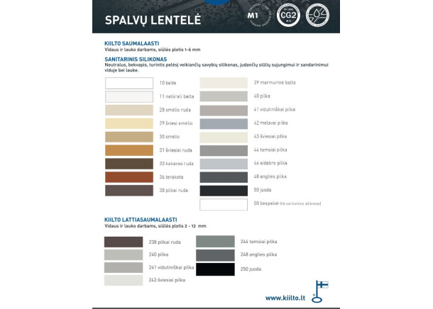 Plytelių siūlių glaistas Kiilto Pro Tile grout, 1-6mm siūlėms glaistyti