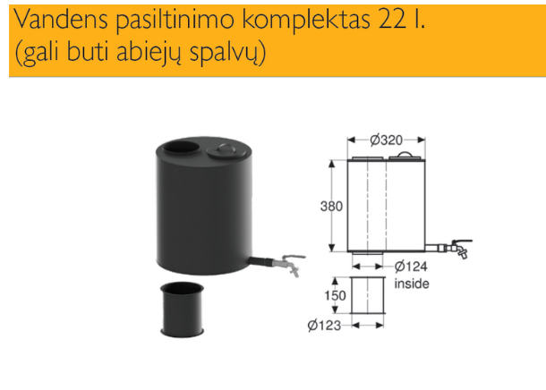 Vandens pašiltinimo komplektas, metalo juoda, 22 l